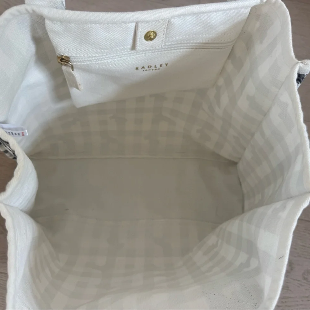 Radley London Canvas Tote Bag Medium Westie Dog Plaid